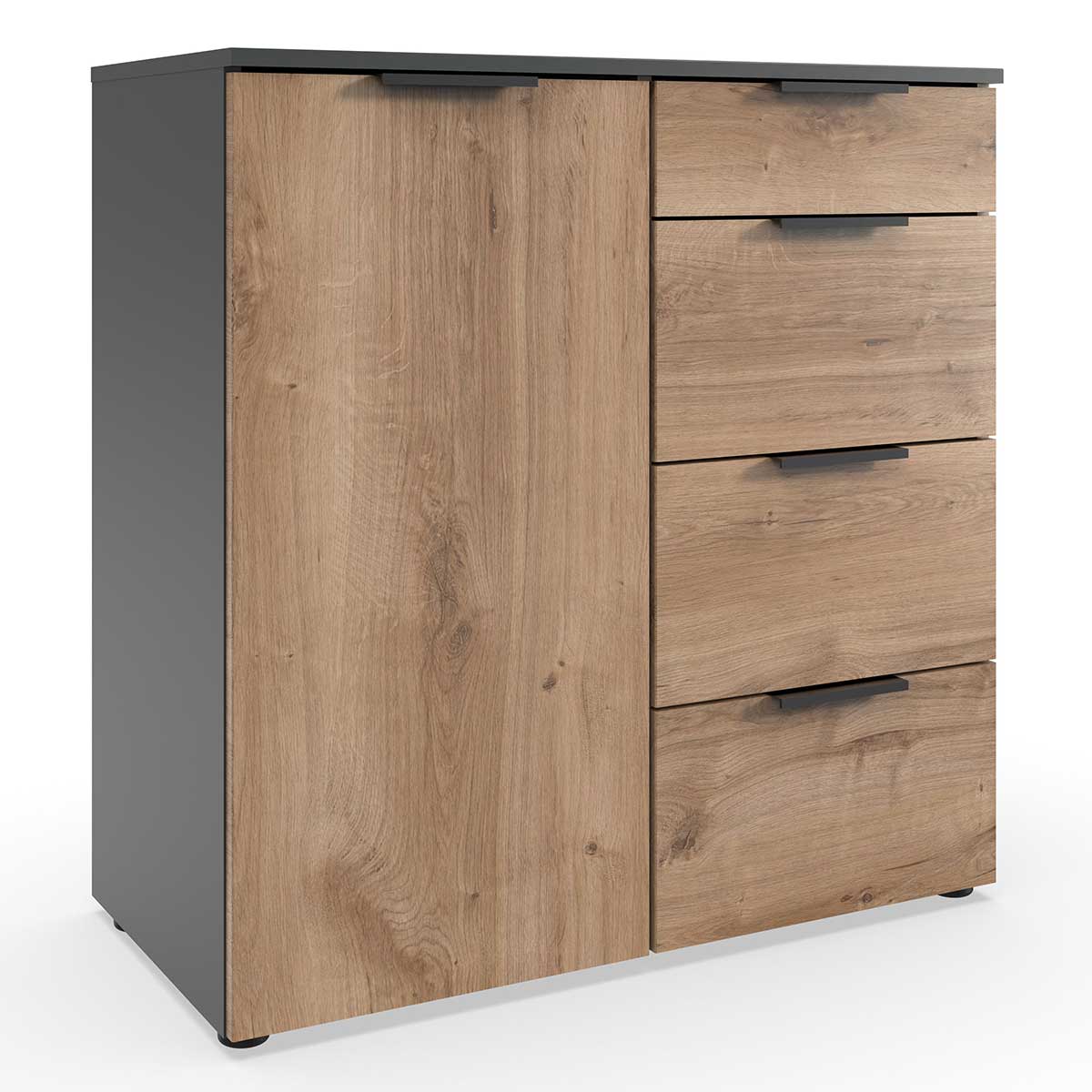 Wimex level36 black A Kombikommode 1T 4S Plankeneiche Dekor/Graphit