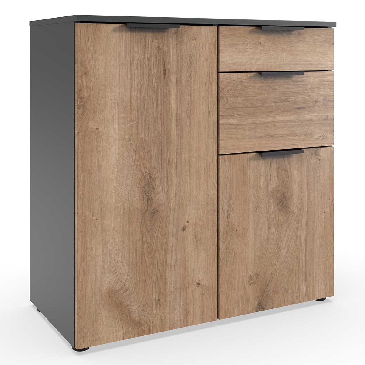 Wimex level36 black A Kombikommode 1T 3S Plankeneiche Dekor/Graphit