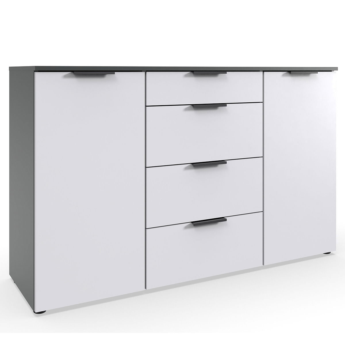 Wimex level36 black A Kombikommode 2T 4S Weiß/Graphit