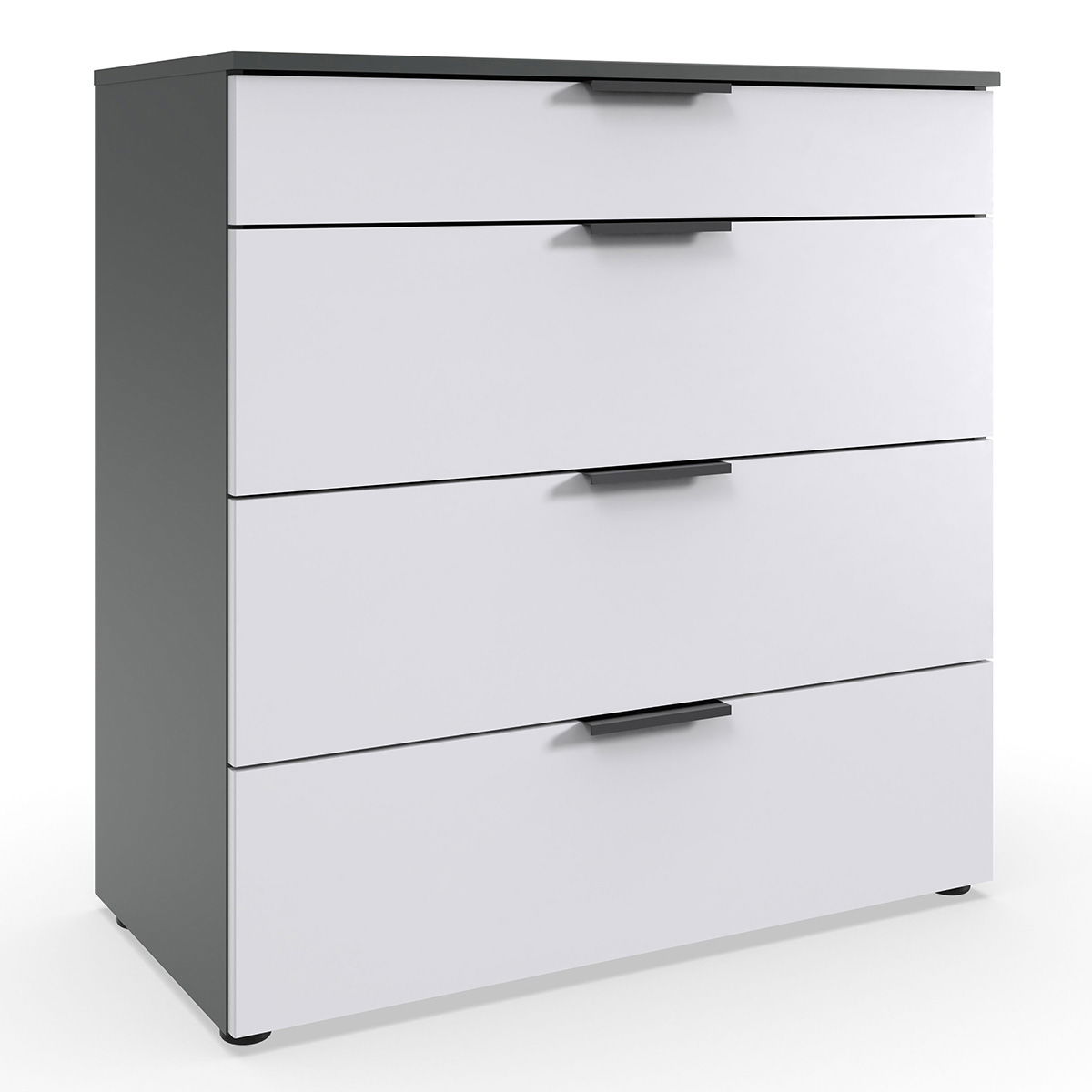 Wimex level36 black A Schubkastenkommode 81 cm 4S Weiß/Graphit