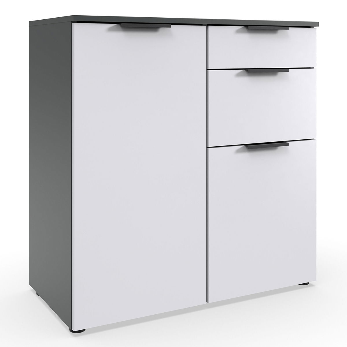 Wimex level36 black A Kombikommode 1T 3S Weiß/Graphit