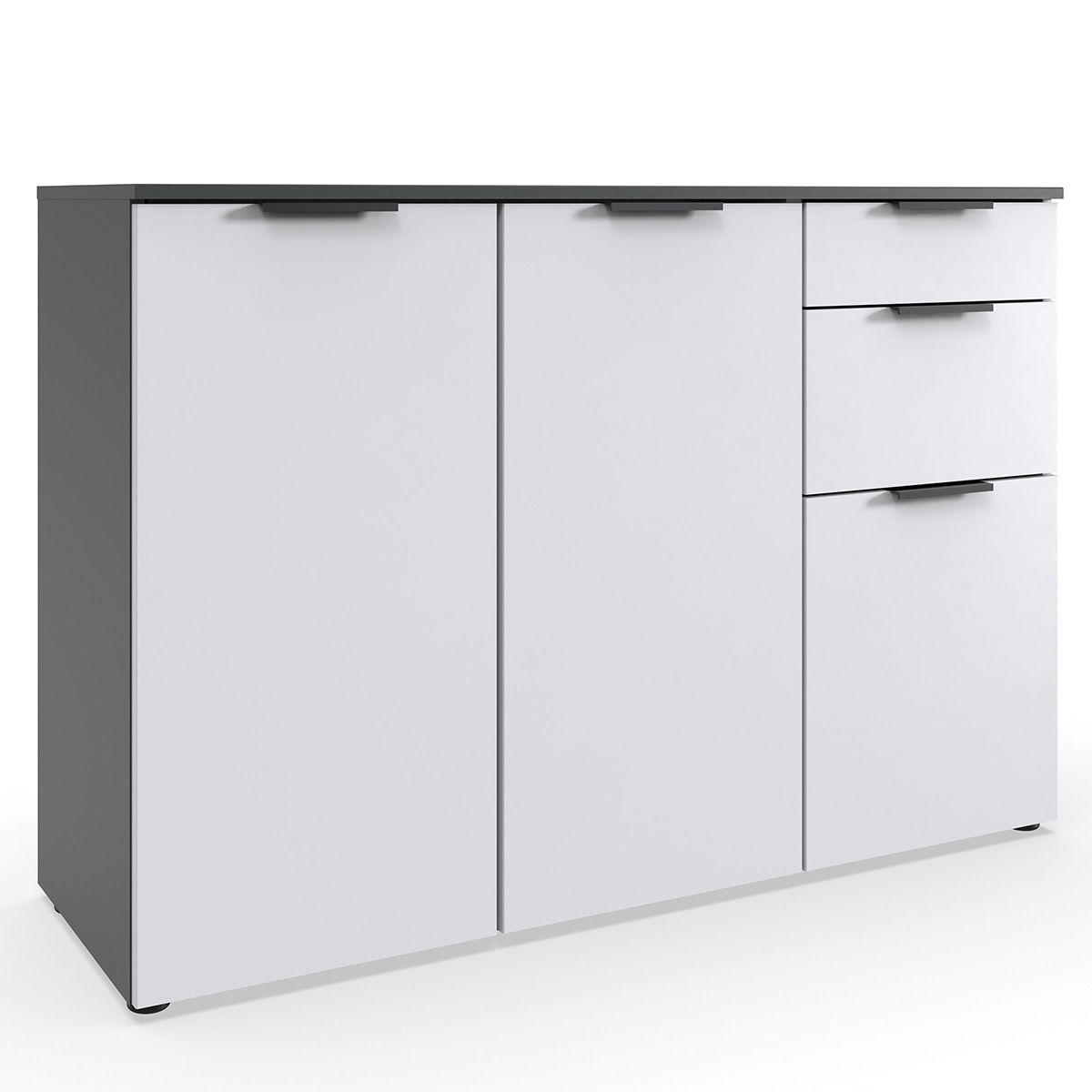 Wimex level36 black A Kombikommode 2T 3S Weiß/Graphit