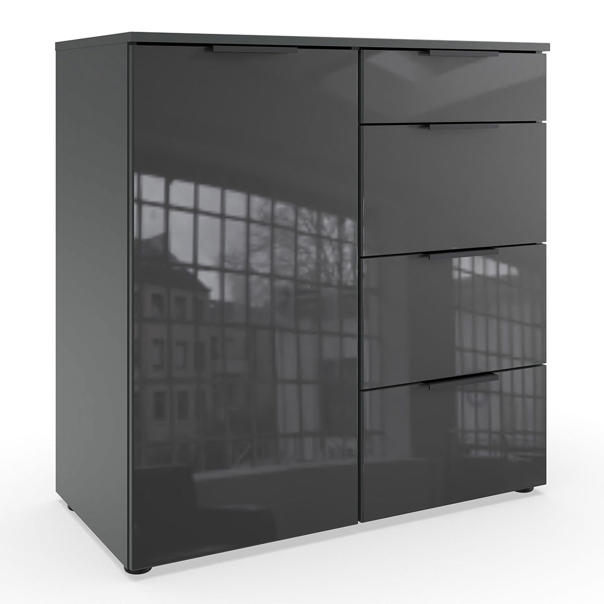 Wimex level36 black C Kombikommode 1T 4S Grey/Graphit