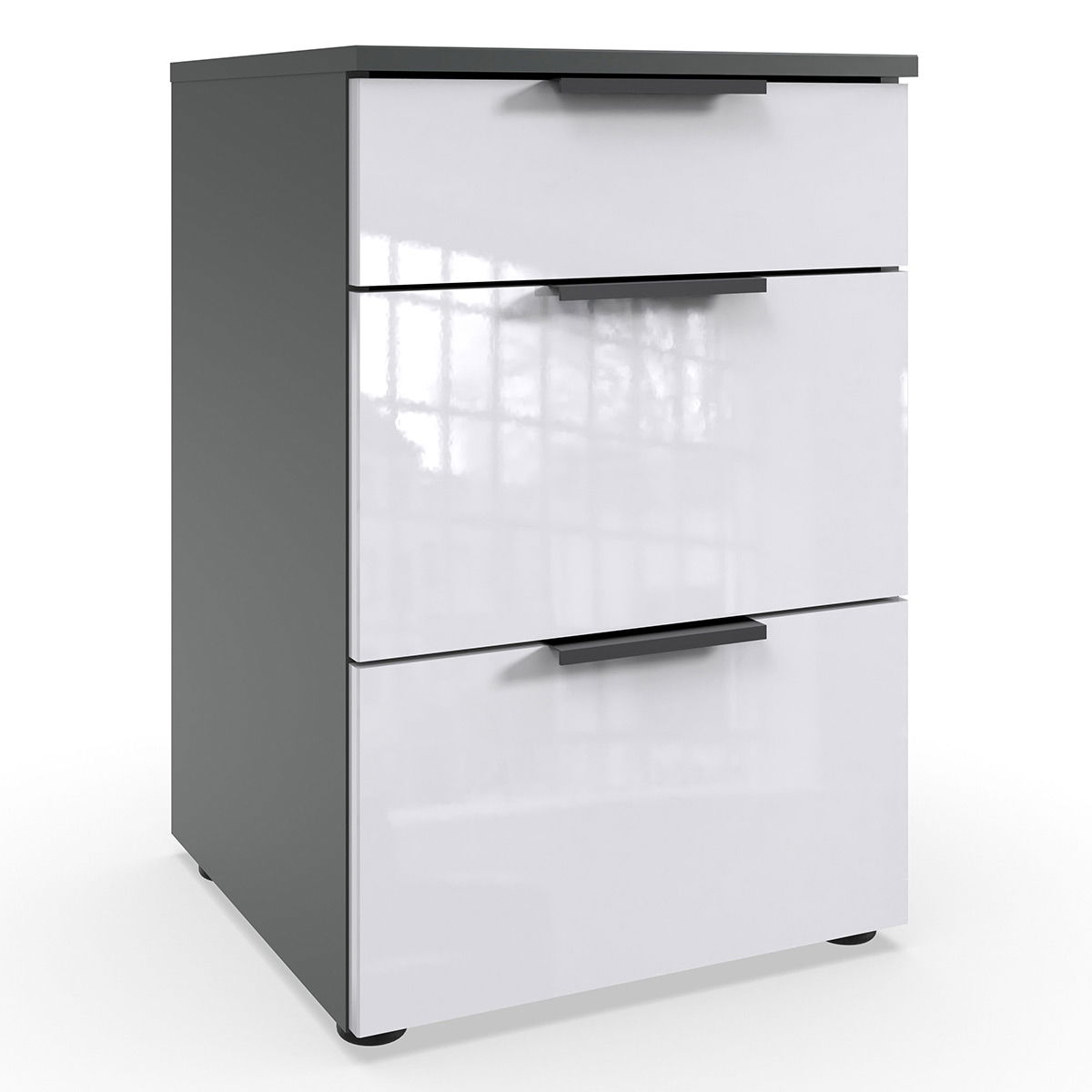 Wimex level36 black D Schubkastenkommode 41 cm 3S Weiß/Graphit