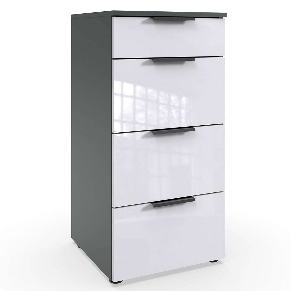 Wimex level36 black D Schubkastenkommode 41 cm 4S Weiß/Graphit