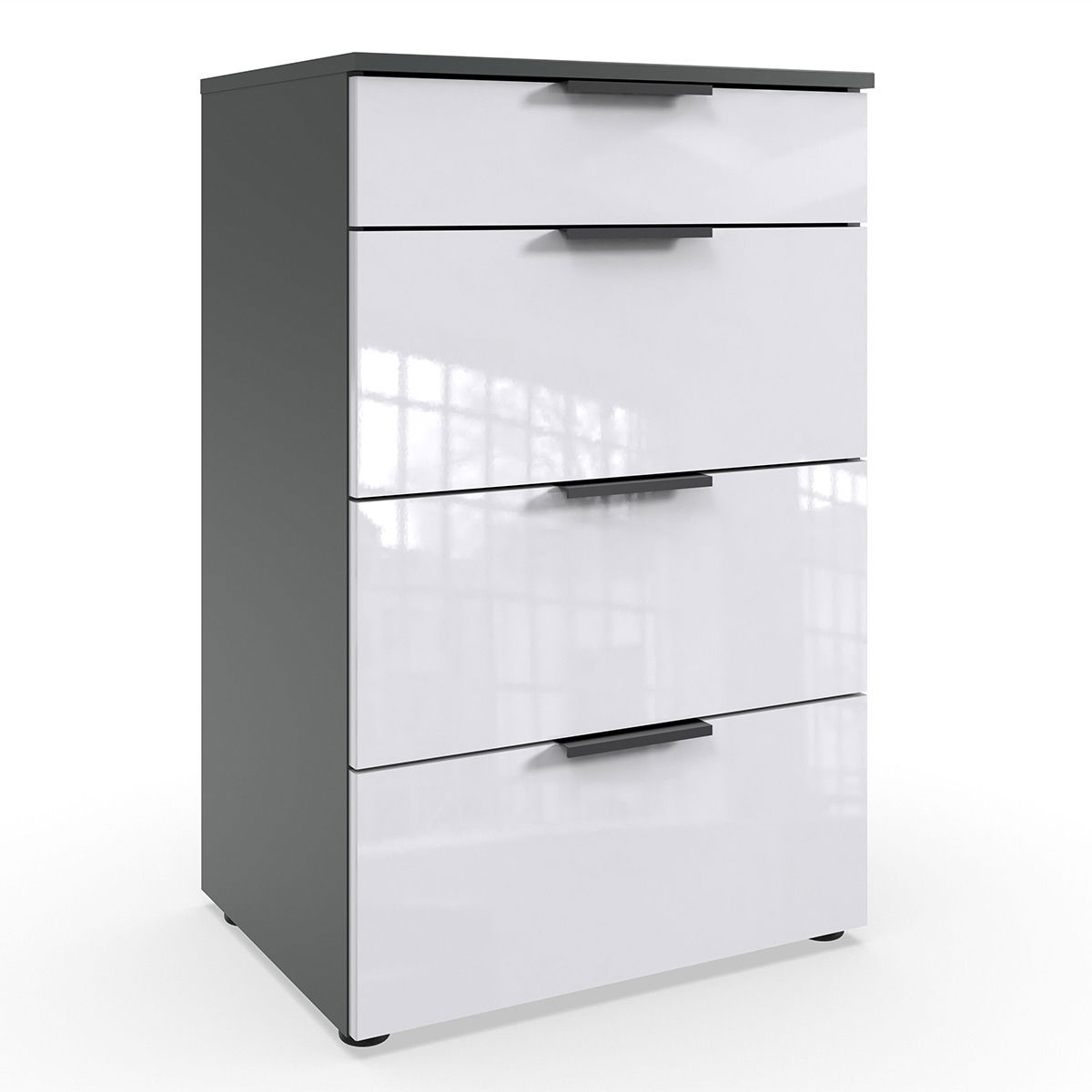 Wimex level36 black D Schubkastenkommode 54 cm 4S Weiß/Graphit