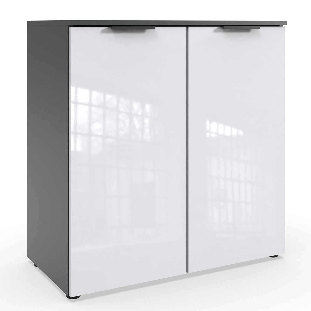 Wimex level36 black D Kommode 2T Weiß/Graphit