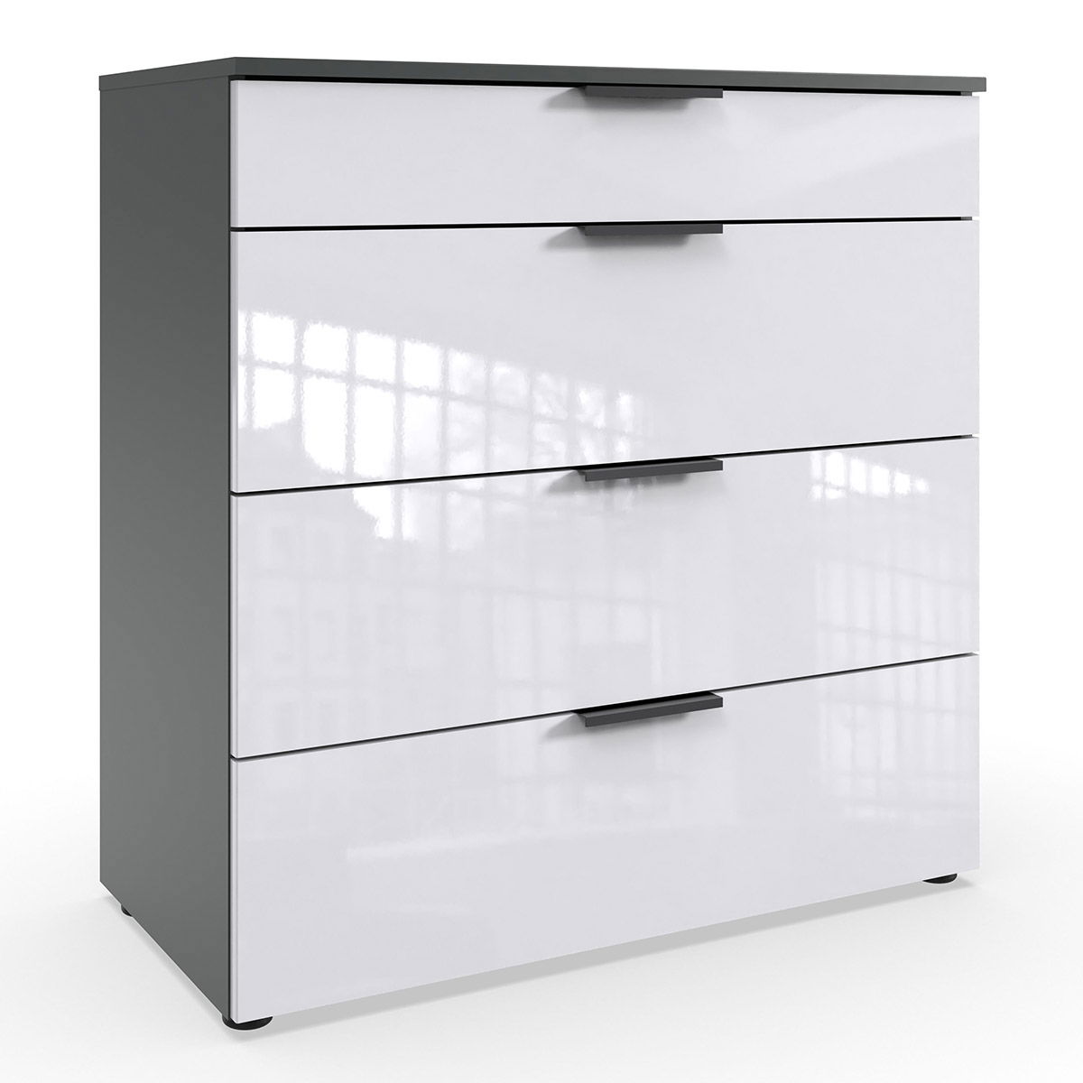 Wimex level36 black D Schubkastenkommode 81 cm 4S Weiß/Graphit