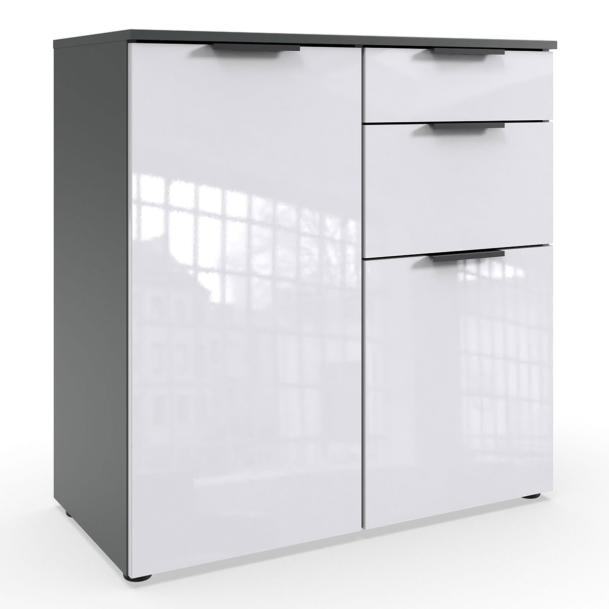 Wimex level36 black D Kombikommode 1T 3S Weiß/Graphit