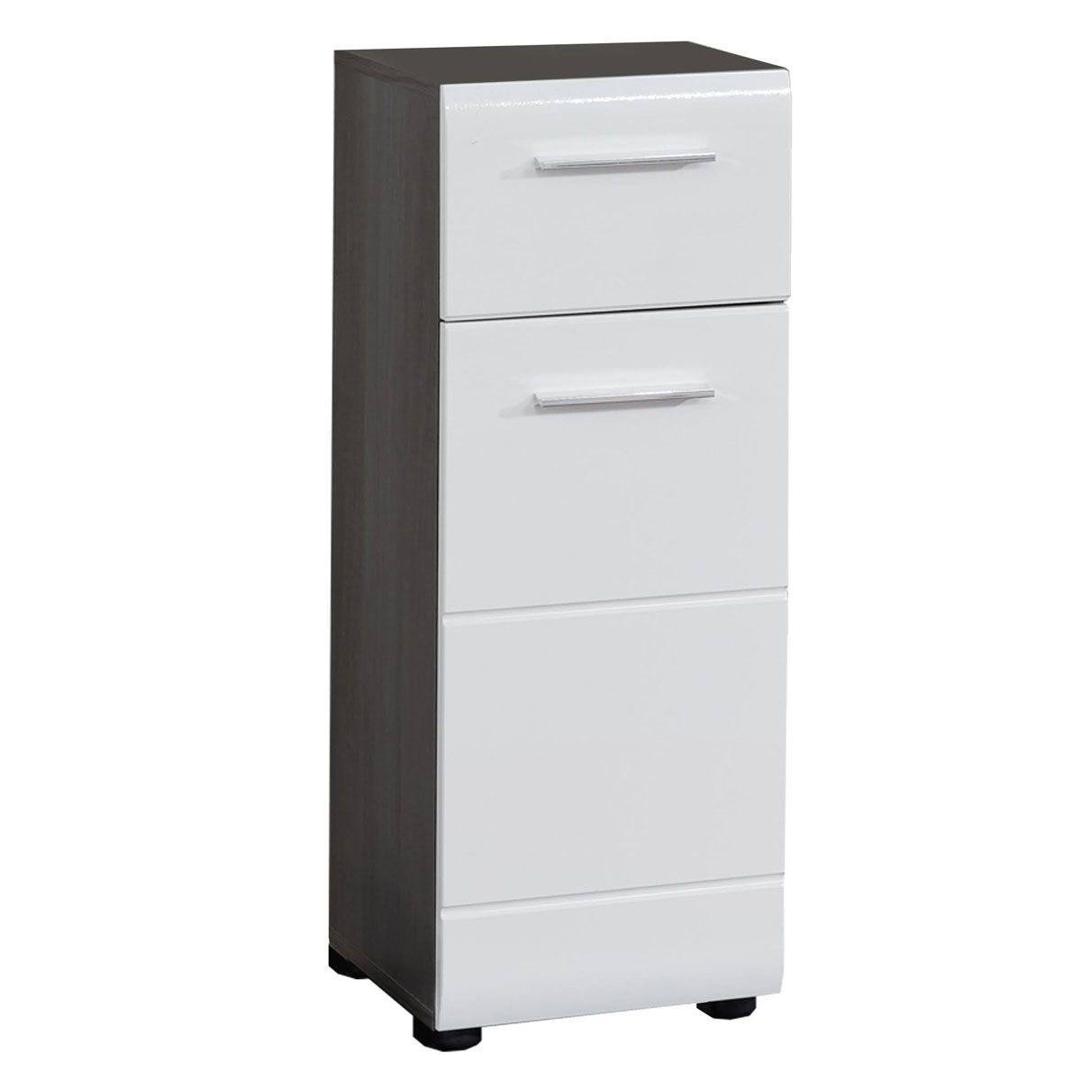 trendteam Line Standschrank Weiß Hochglanz / Sardegna Rauchsilber