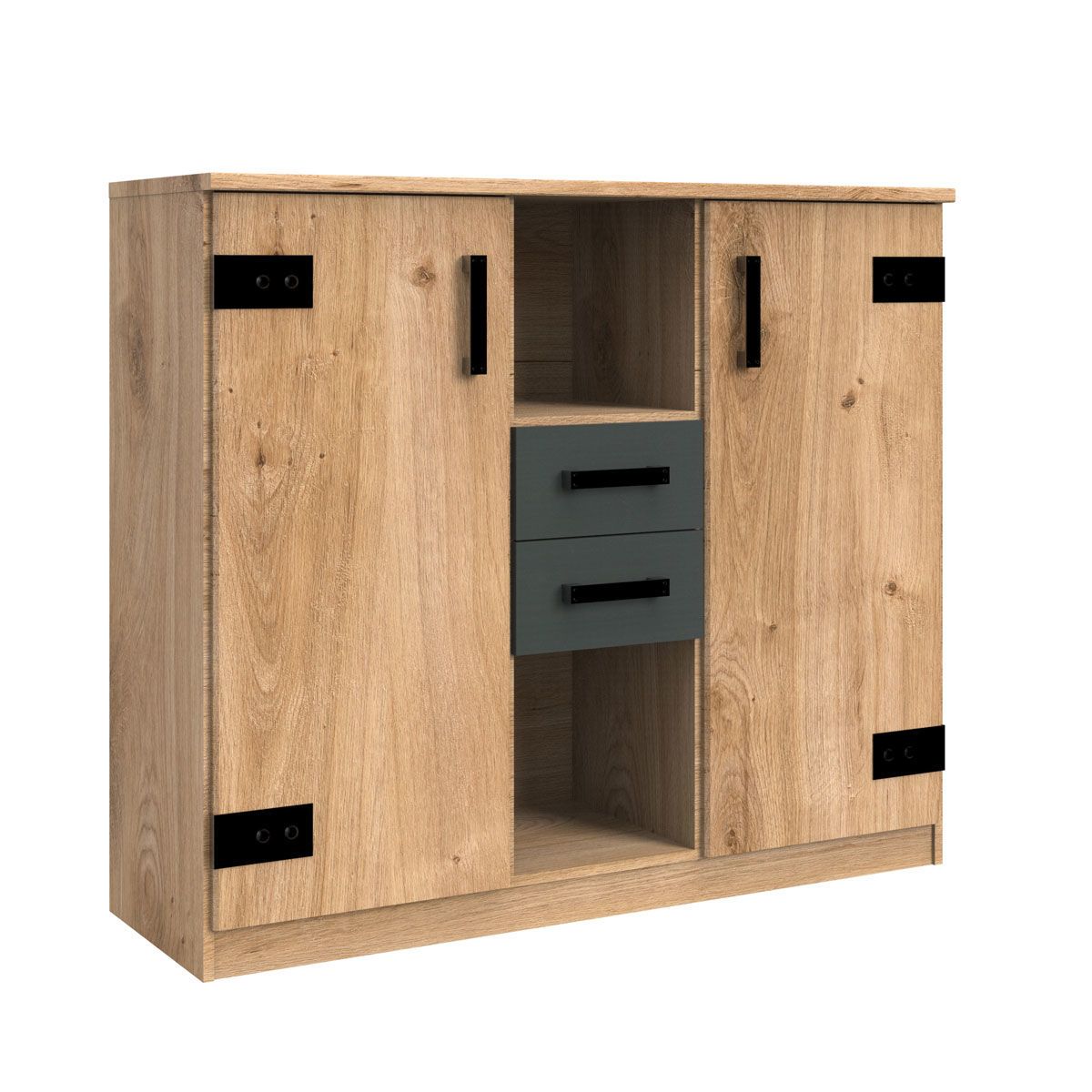 Wimex Liverpool Highboard Plankeneiche-Nachbildung / Graphit