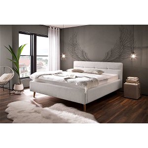 Meise Möbel Lotte Bett hellgrau mit Bettkasten und Federholzrahmen 180 x 200 cm