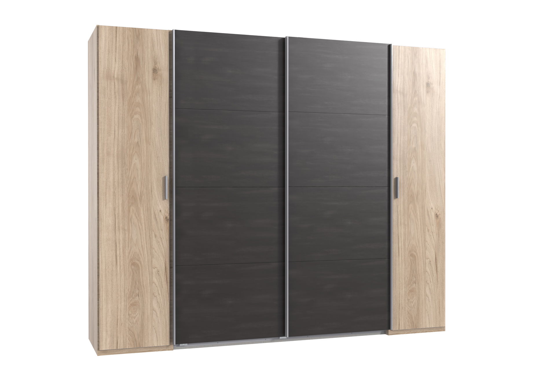 Wimex Lotto Schwebetürenschrank 227 cm Hickory-oak-Nachbildung/Raw steel