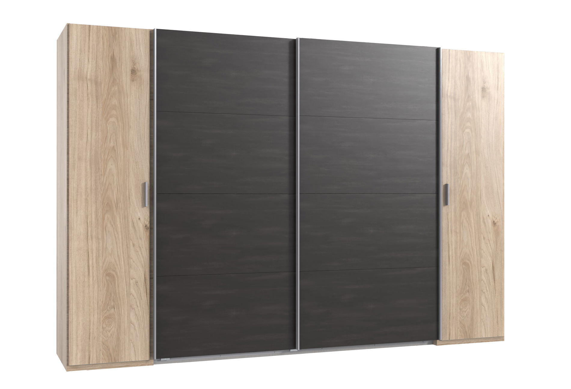 Wimex Lotto Schwebetürenschrank 316 cm Hickory-oak-Nachbildung/Raw steel