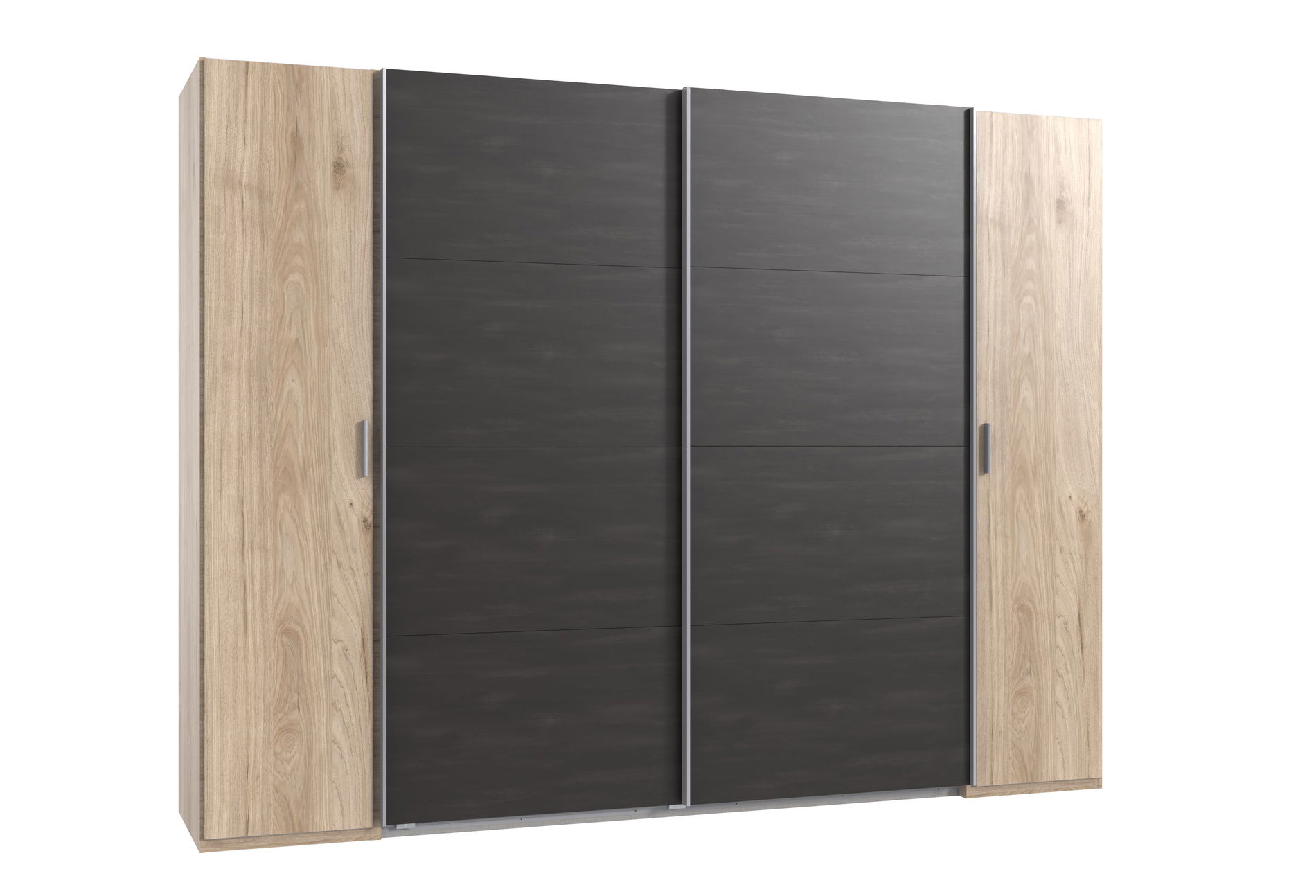 Wimex Lotto Schwebetürenschrank 272 cm Hickory-oak-Nachbildung/Raw steel