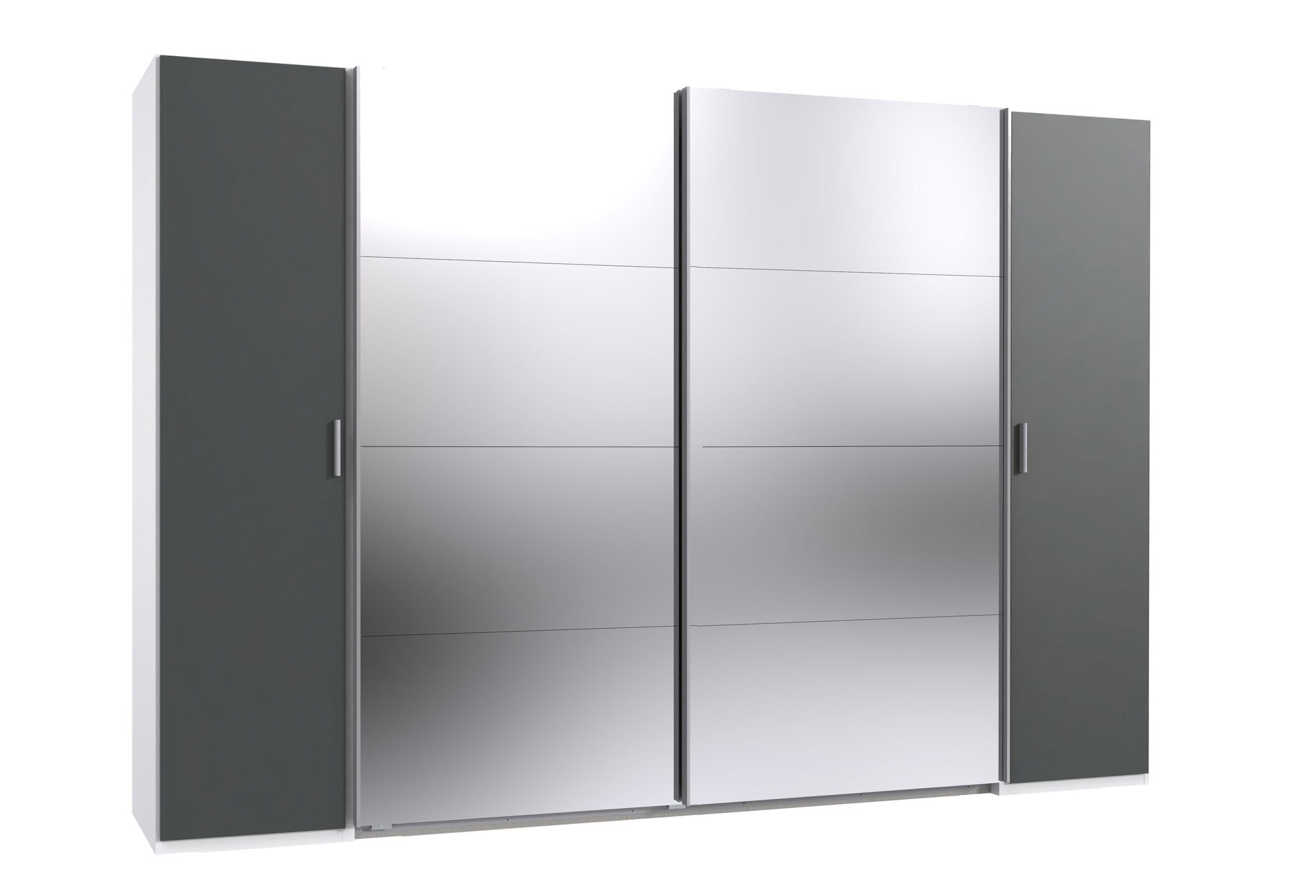 Wimex Lotto Schwebetürenschrank 316 cm 2 Spiegel Weiß/Grafit