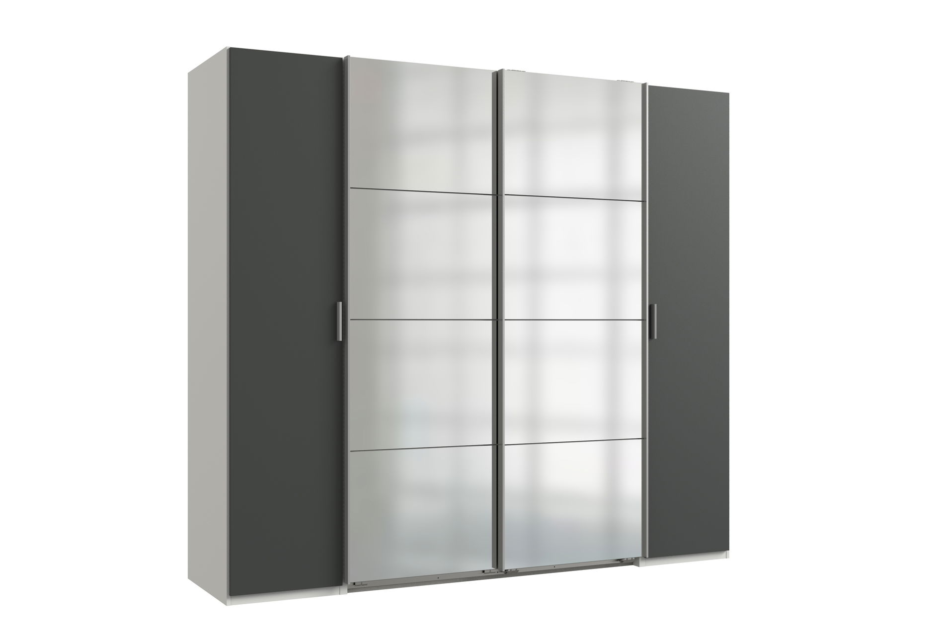 Wimex Lotto Schwebetürenschrank 227 cm 2 Spiegel Weiß/Grafit