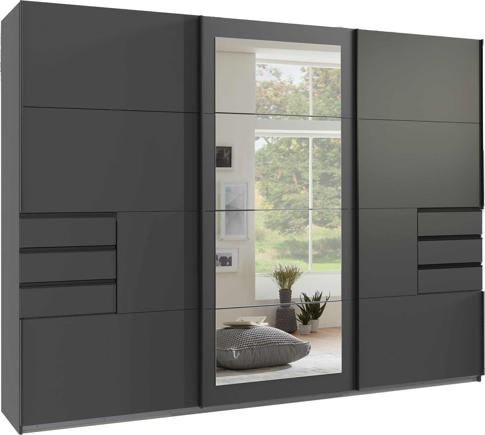 Wimex Luzern Schwebetürenschrank 270 cm Grafit