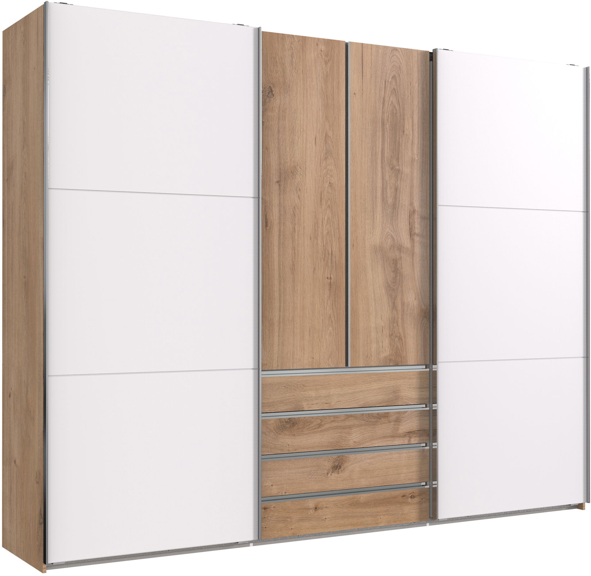 Wimex magic Schwebetürenschrank 236 cm Plankeneiche-Nachbildung/Weiß