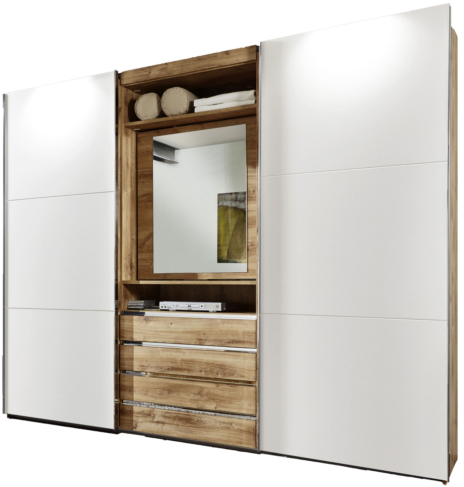 Wimex magic Schwebetürenschrank 236 cm Spiegel Plankeneiche-Nachbildung/Weiß