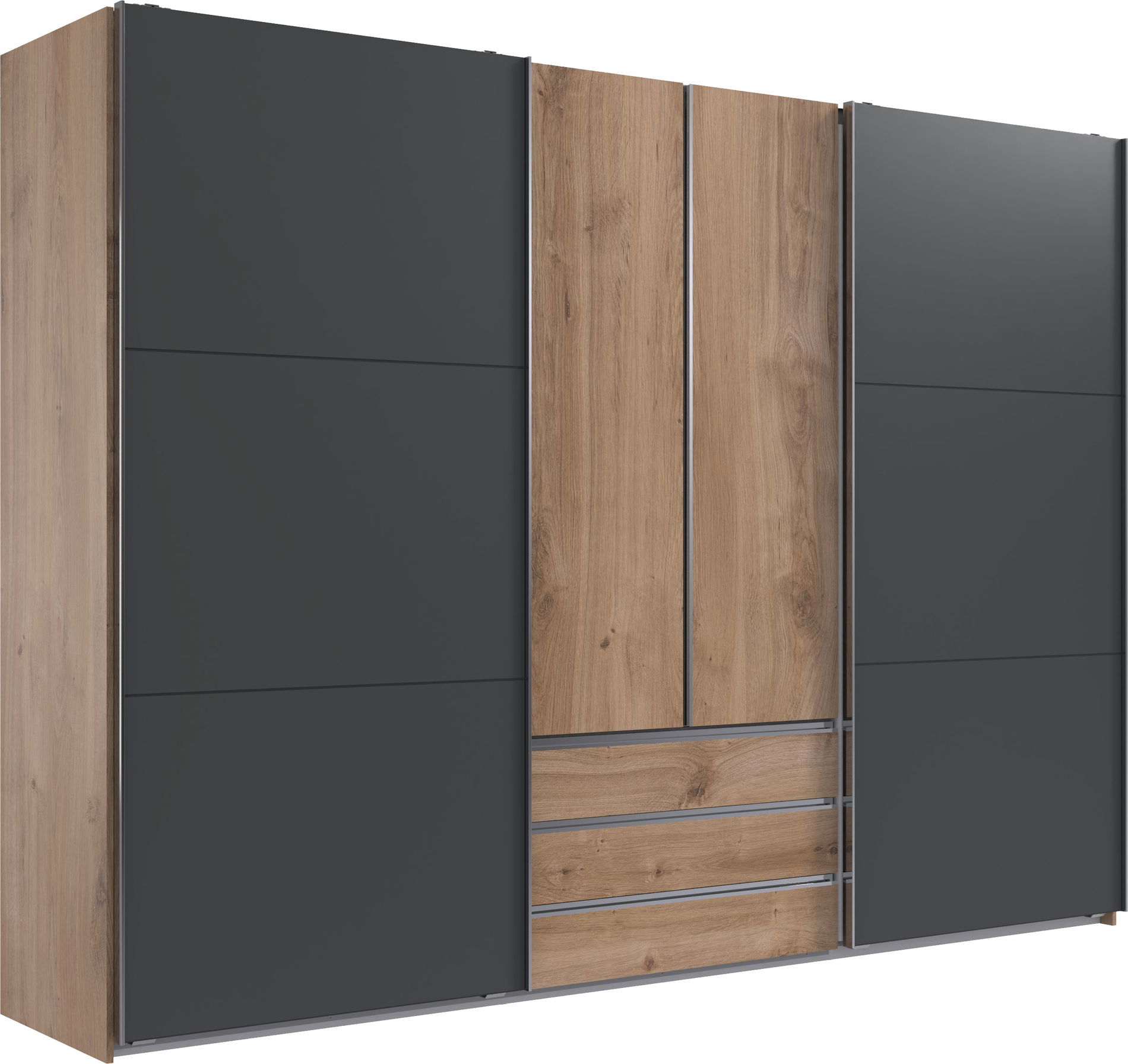 Wimex magic Schwebetürenschrank 216 cm Plankeneiche-Nachbildung/Grafit