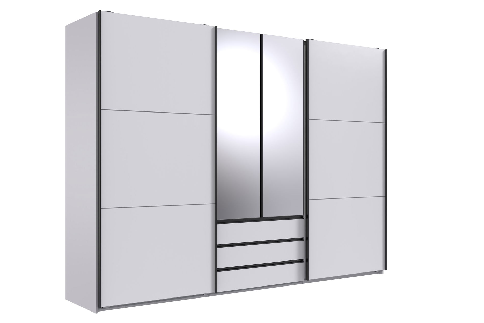 Wimex magic Schwebetürenschrank 216 cm 2 Spiegel Weiß/Schwarz