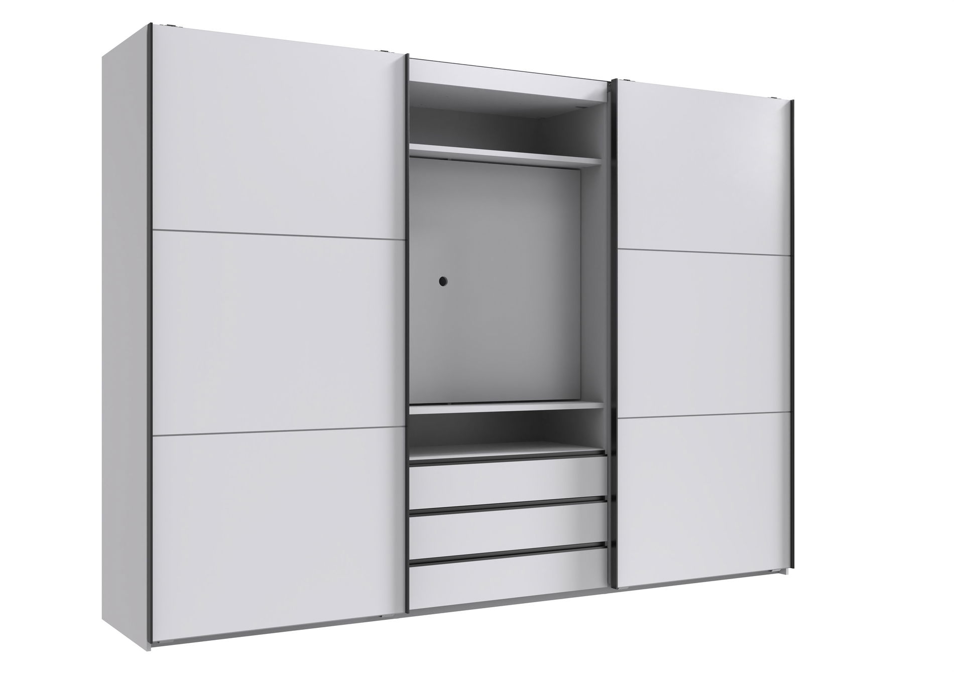 Wimex magic TV Schwebetürenschrank 216 cm Weiß/Schwarz