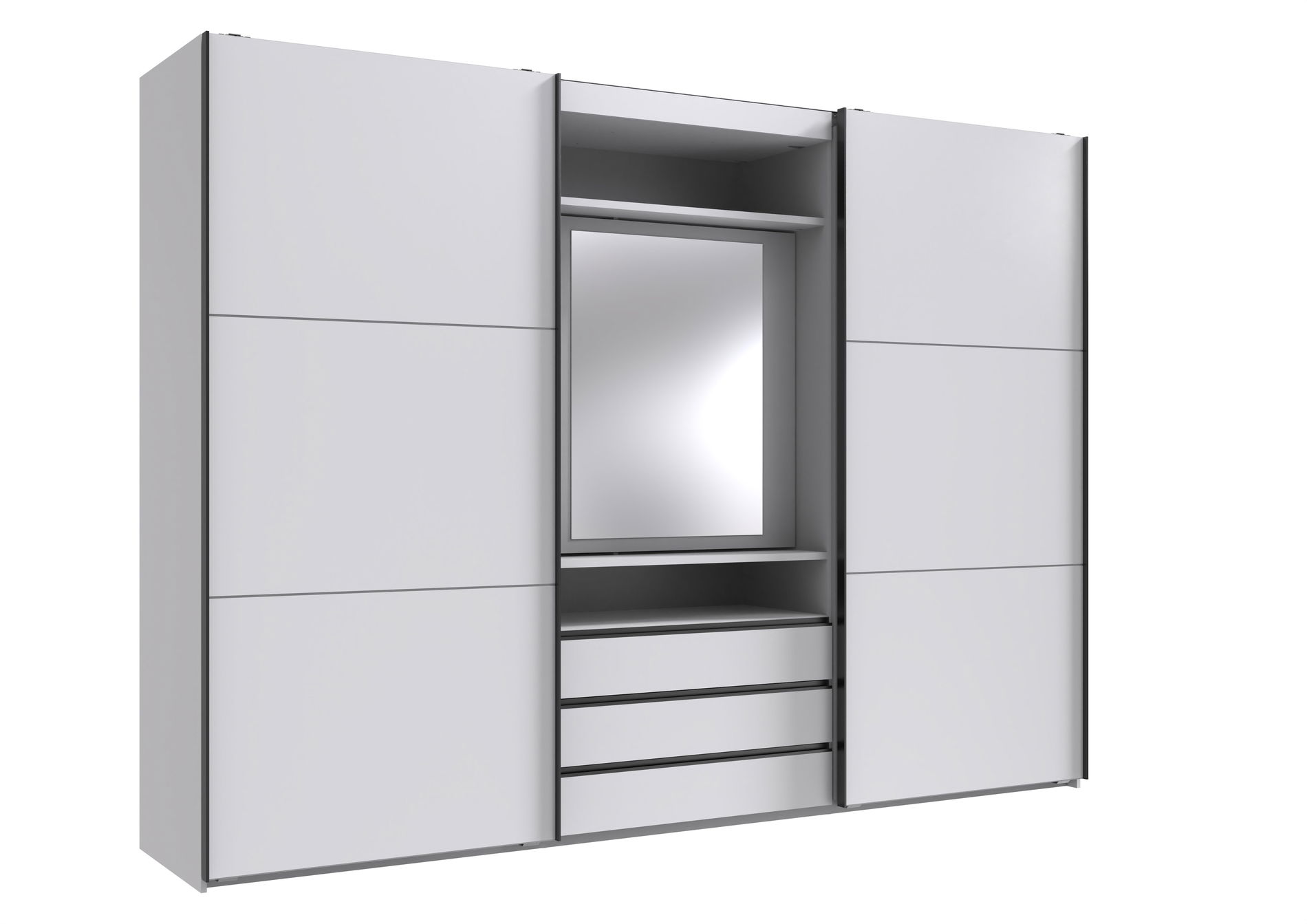 Wimex magic Schwebetürenschrank 216 cm Spiegel Weiß/Schwarz
