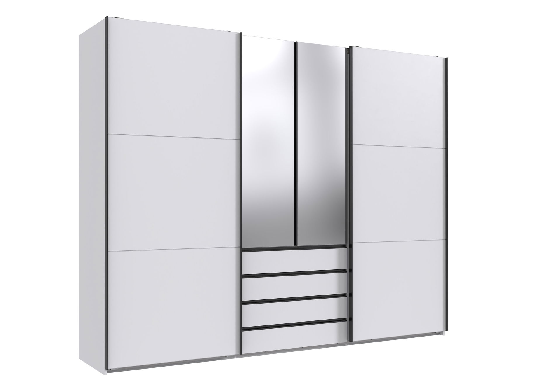 Wimex magic Schwebetürenschrank 236 cm 2 Spiegel Weiß/Schwarz
