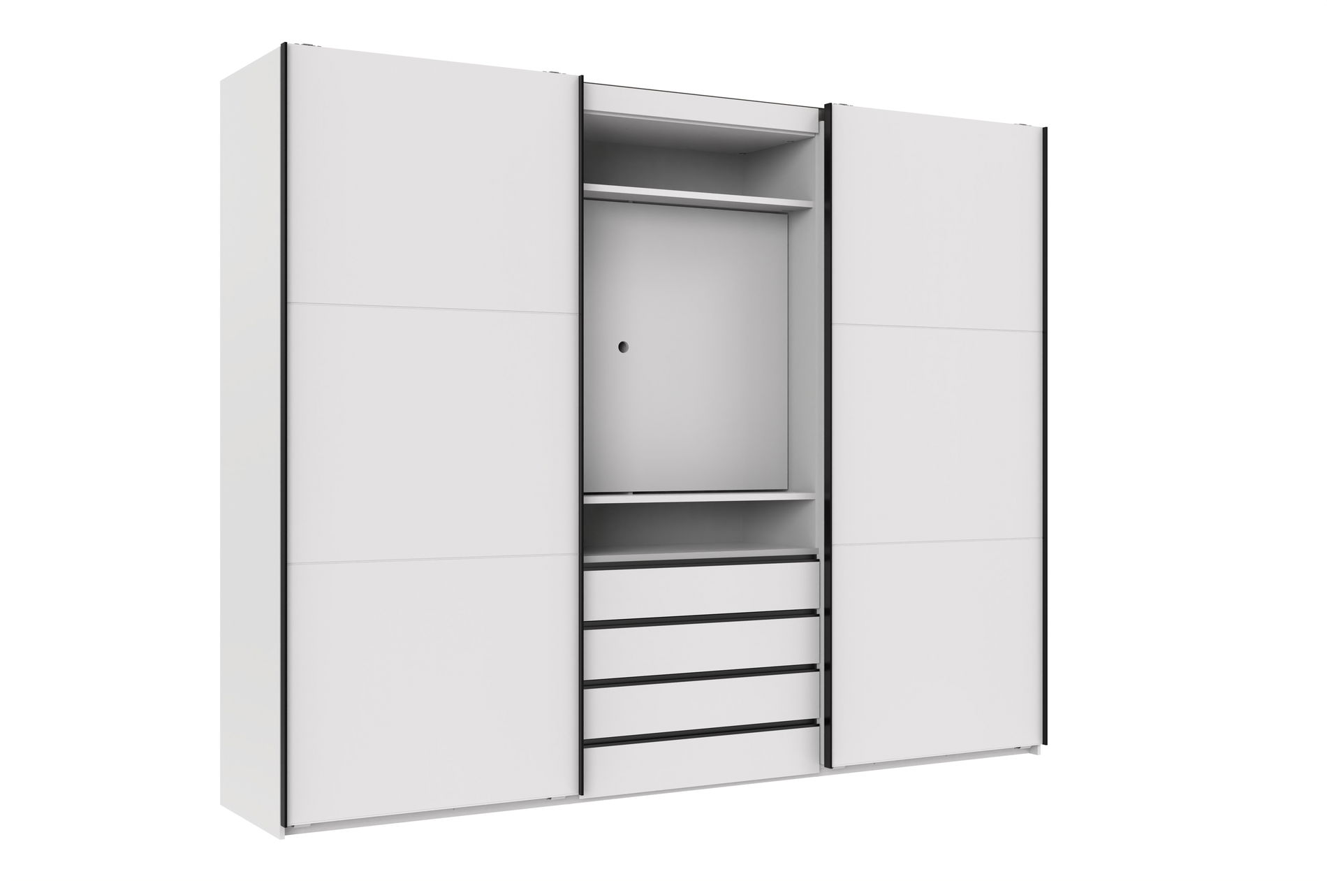 Wimex magic TV Schwebetürenschrank 236 cm Weiß/Schwarz