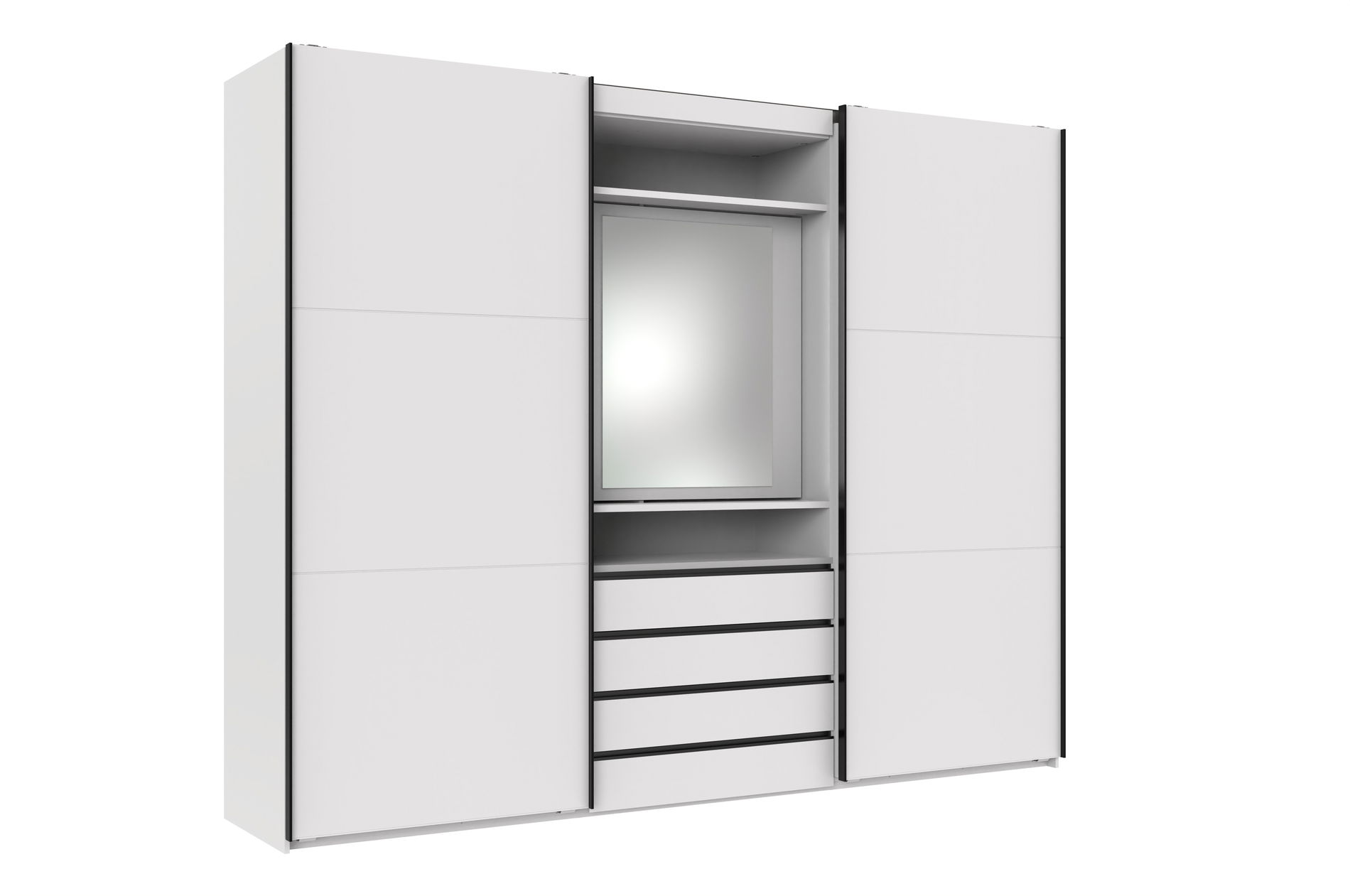 Wimex magic Schwebetürenschrank 236 cm Spiegel Weiß/Schwarz