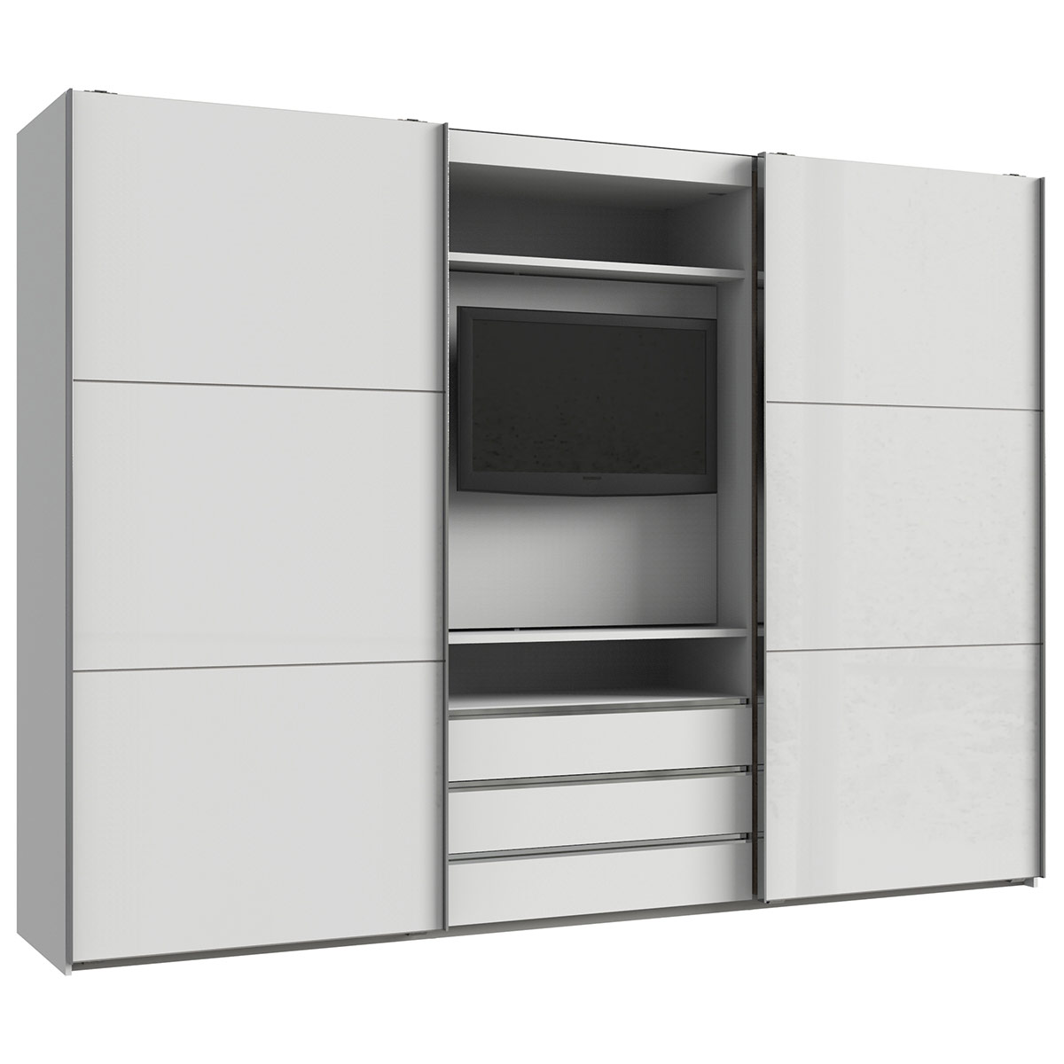Wimex magicGlas TV Schwebetürenschrank 300x216 cm Weiß