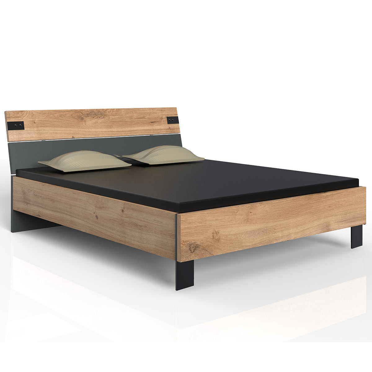 Wimex Malmö Futonbett 180 x 200 cm Plankeneiche Dekor/Graphit