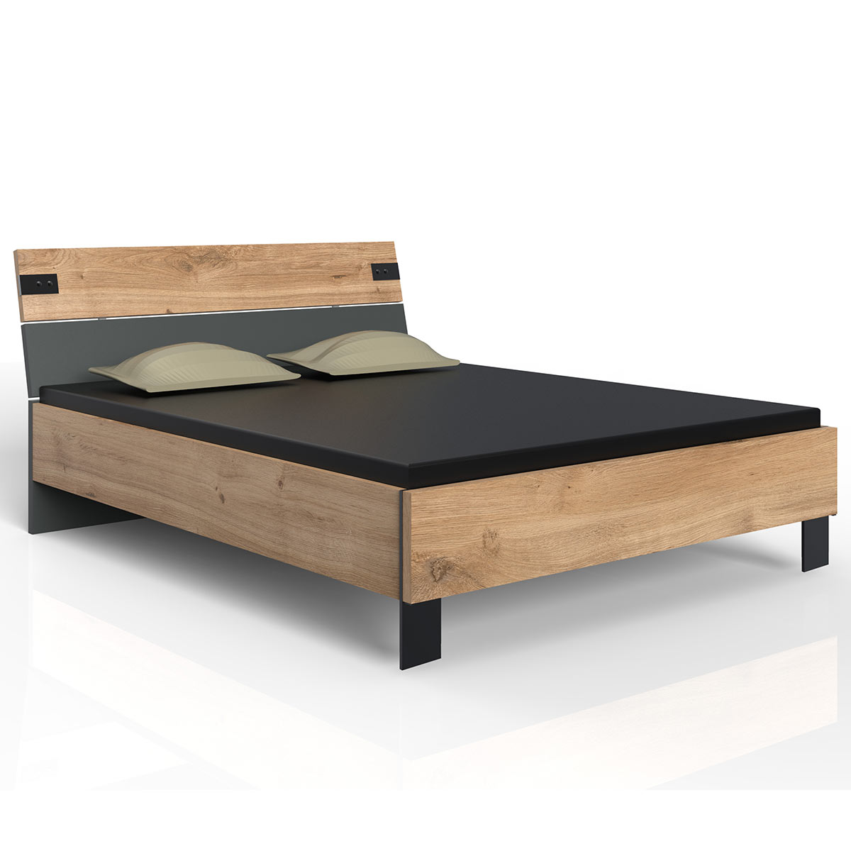 Wimex Malmö Futonbett 160 x 200 cm Plankeneiche Dekor/Graphit