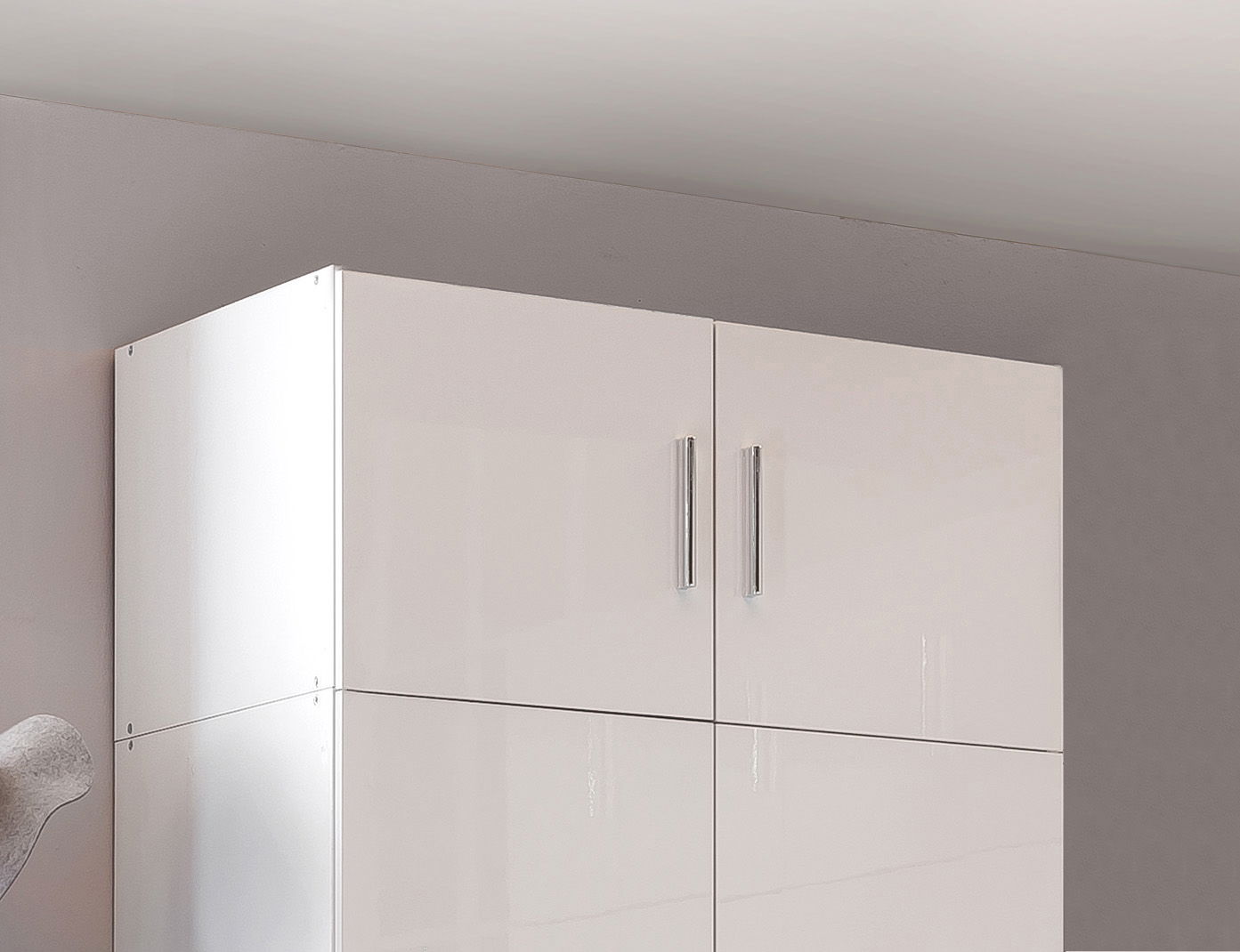 Wimex Malta Schrankaufsatz 80x40 cm Hochglanz Lack Weiß/Weiß