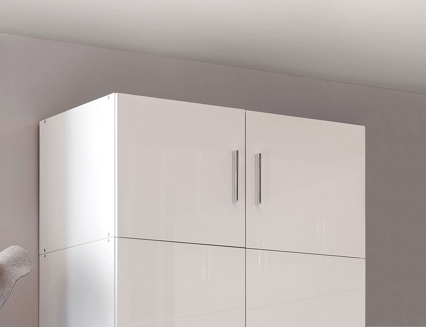 Wimex Malta Schrankaufsatz 80x54 cm Hochglanz Lack Weiß/Weiß