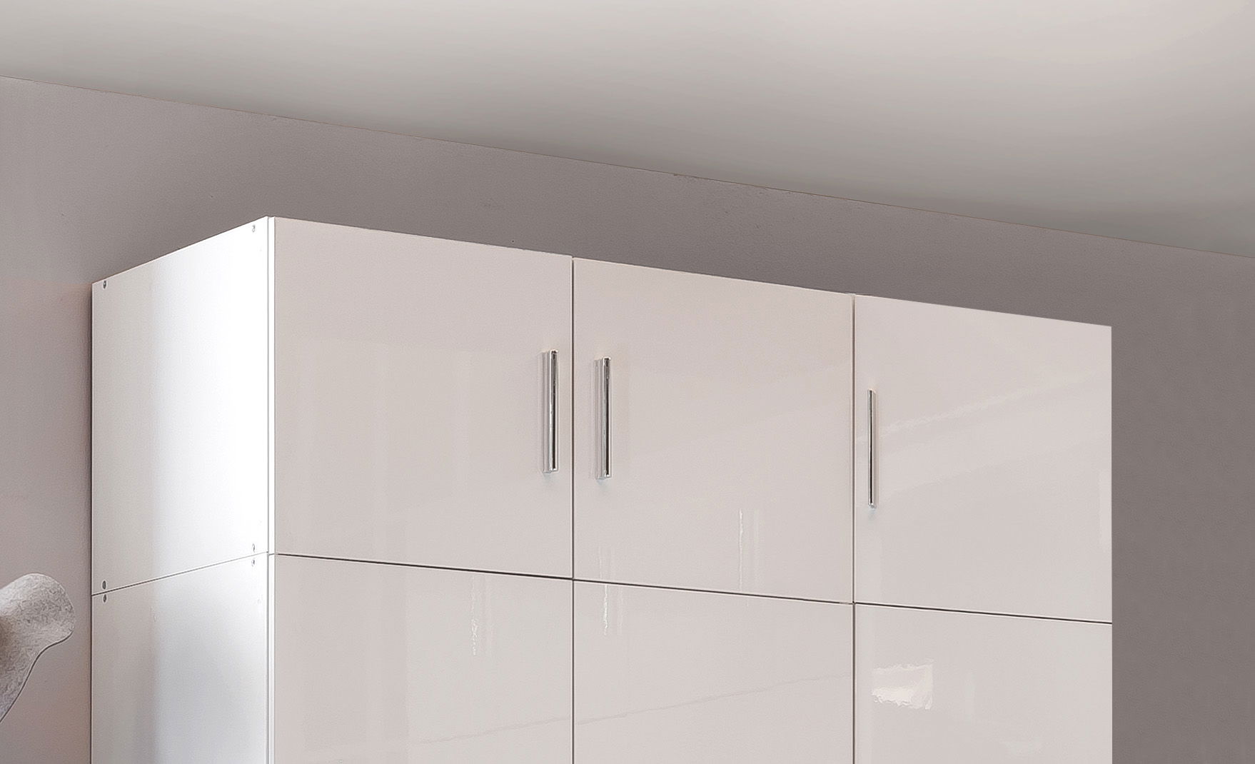 Wimex Malta Schrankaufsatz 120x54 cm Hochglanz Lack Weiß/Weiß