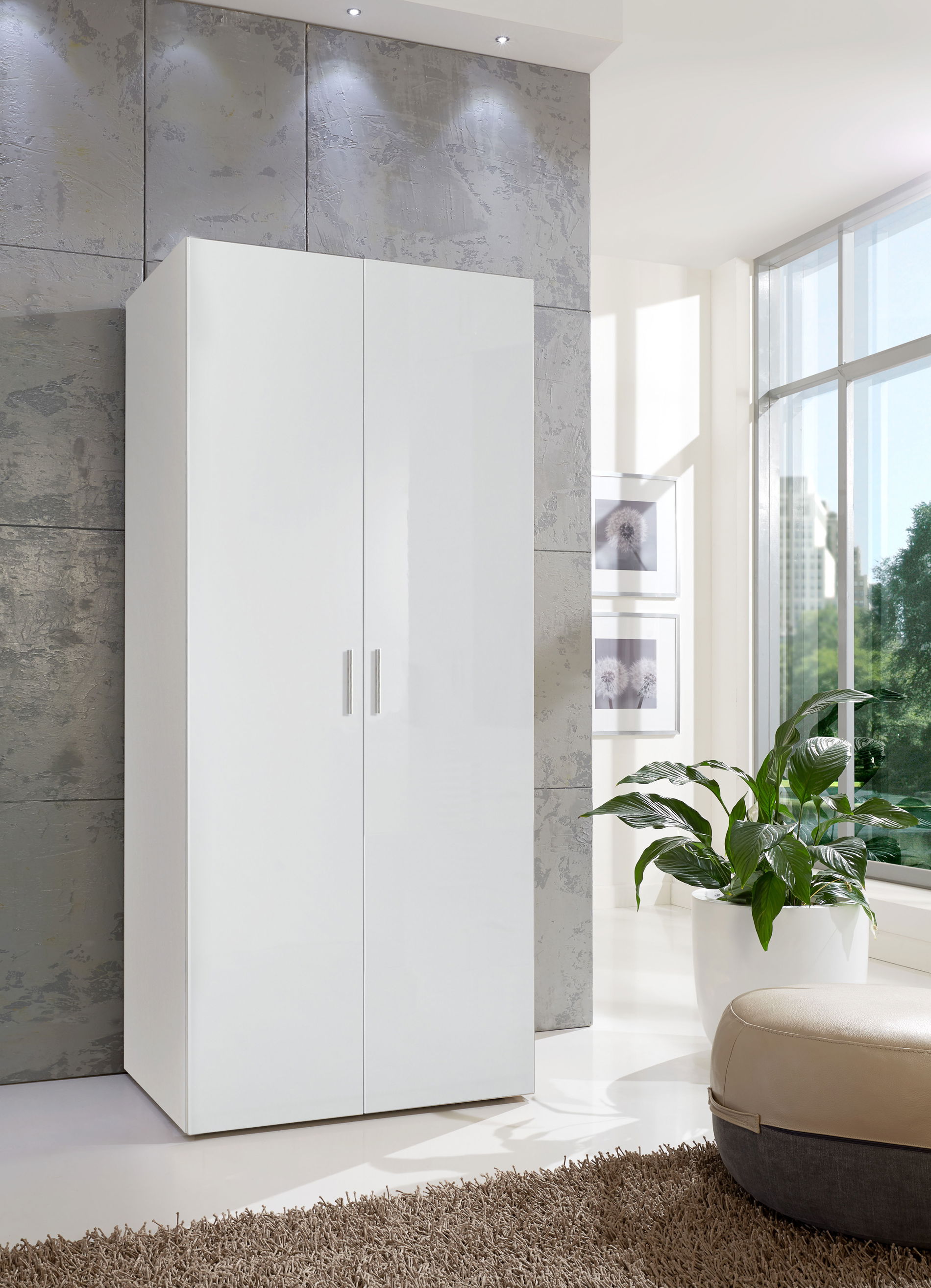 Wimex Malta Schrank 80x40 cm Hochglanz Lack Weiß/Weiß