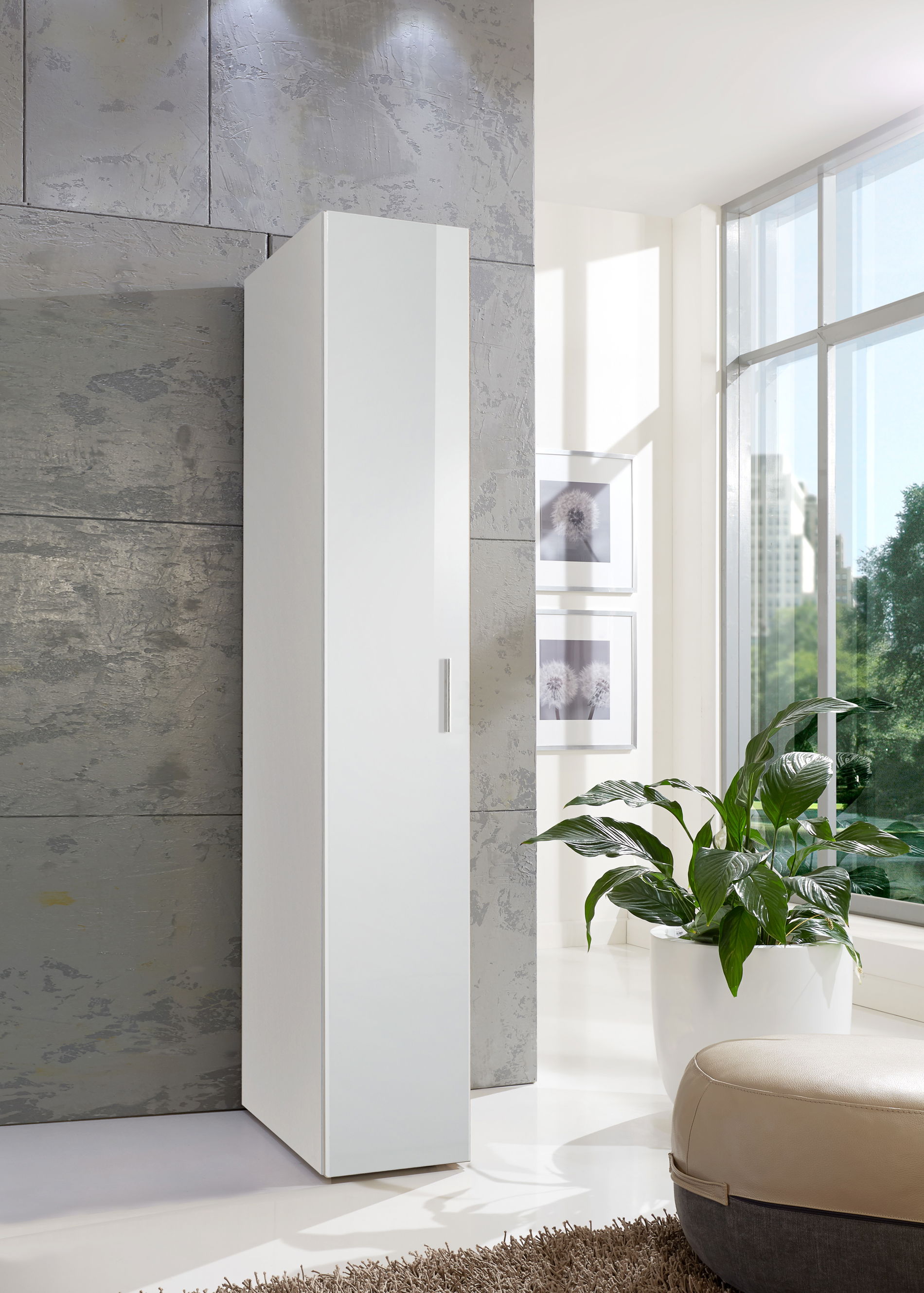 Wimex Malta Schrank 30x54 cm Hochglanz Lack Weiß/Weiß