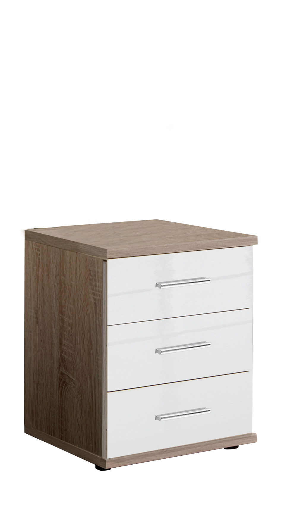 Wimex Malta Schubkastenkommode 3S Hochglanz Lack Weiß/Eiche sägerau-Nachbildung