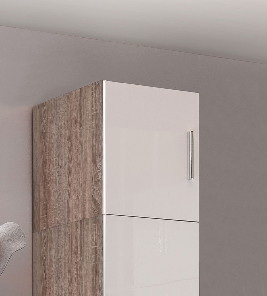 Wimex Malta Schrankaufsatz 30x54 cm Hochglanz Lack Weiß/Eiche sägerau-Nachbildung