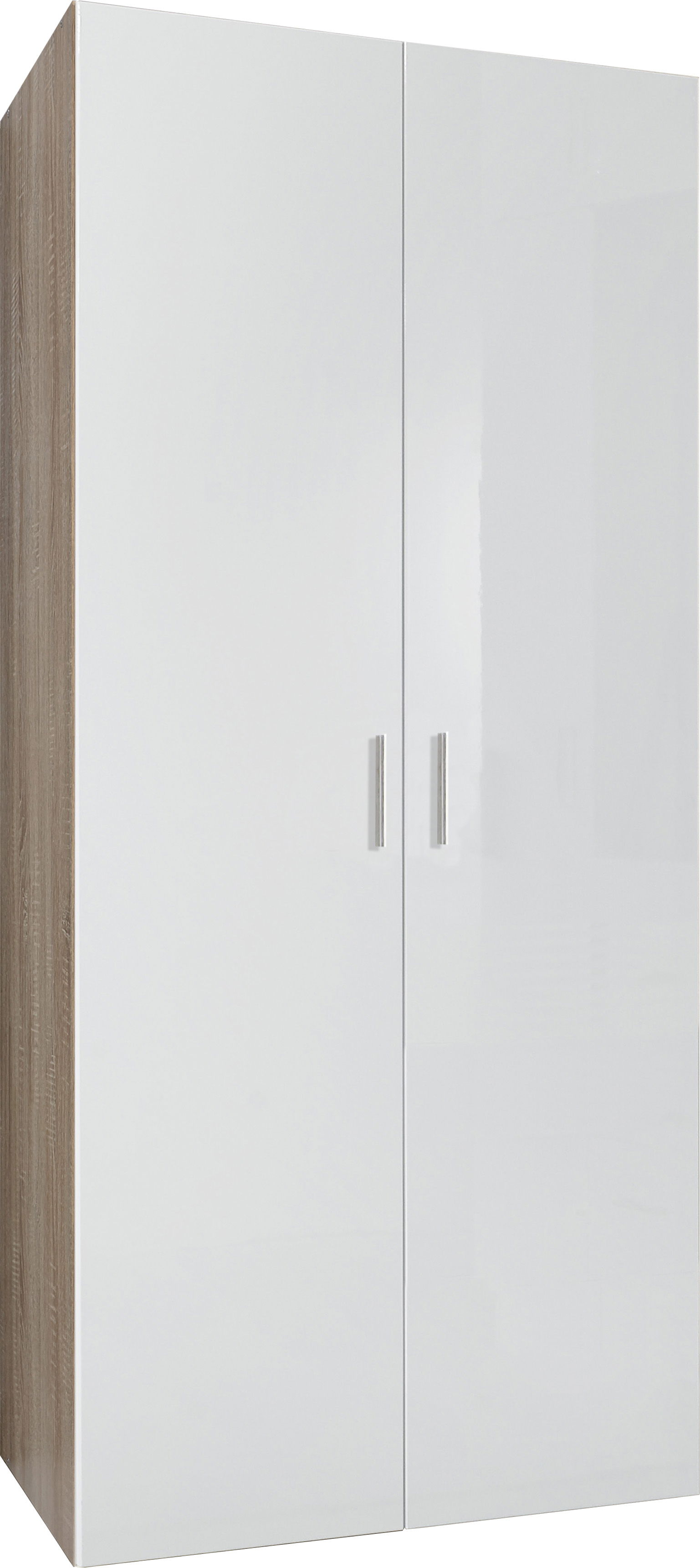 Wimex Malta Schrank 80x54 cm Hochglanz Lack Weiß/Eiche sägerau-Nachbildung