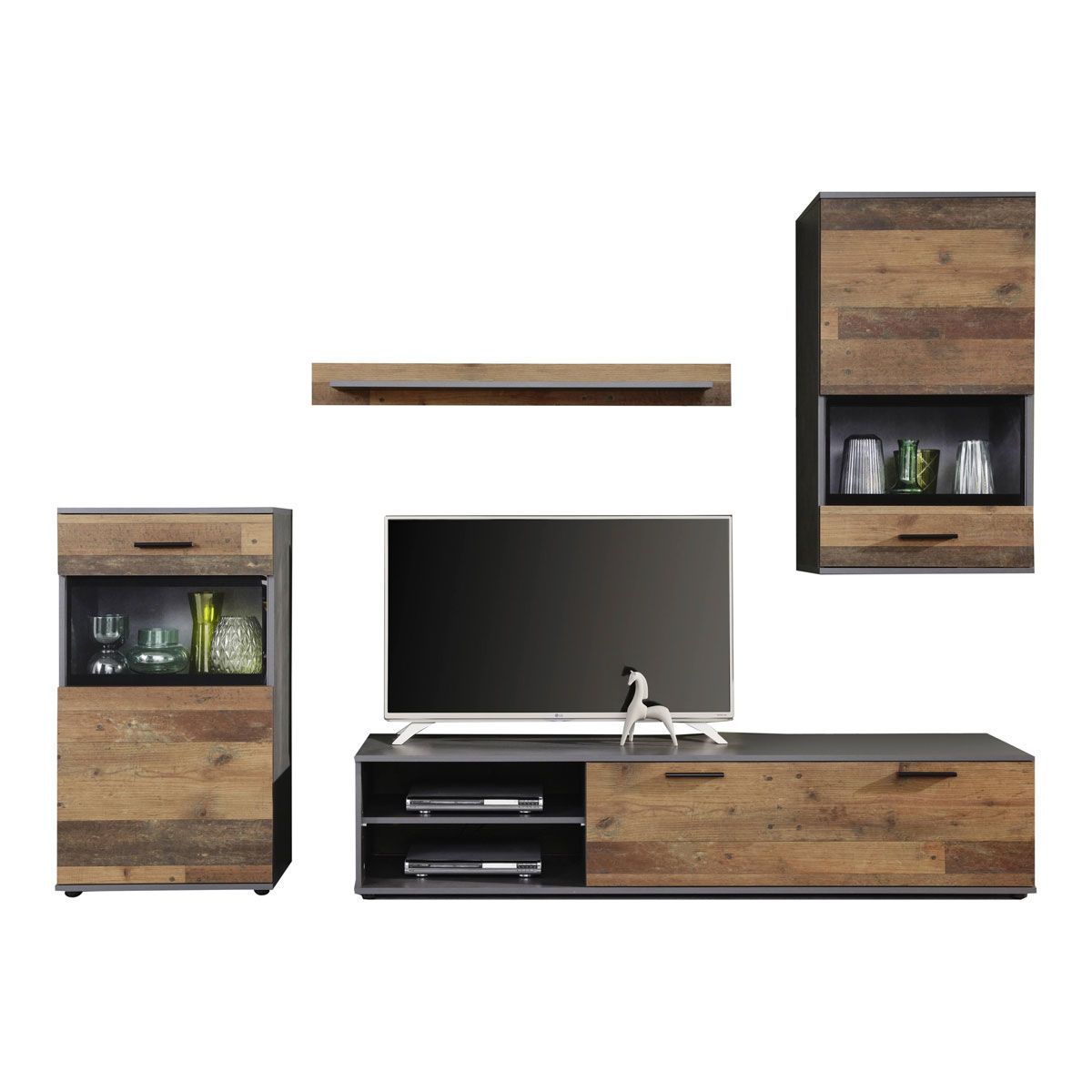 trendteam Mango Anbauwand 4-teilig Old Wood / Matera