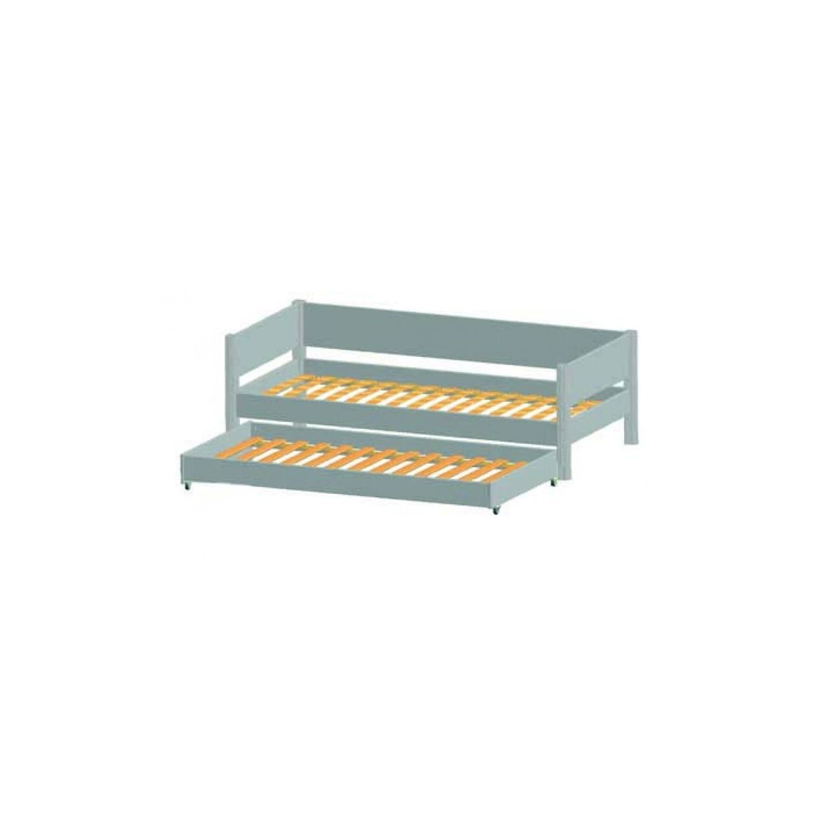 Manis-h Einzelbett LIV 90x200 cm einfarbig incl. Ausziehbett - 22 Farben wählbar ( Farbe Bett: Snow White / -11)