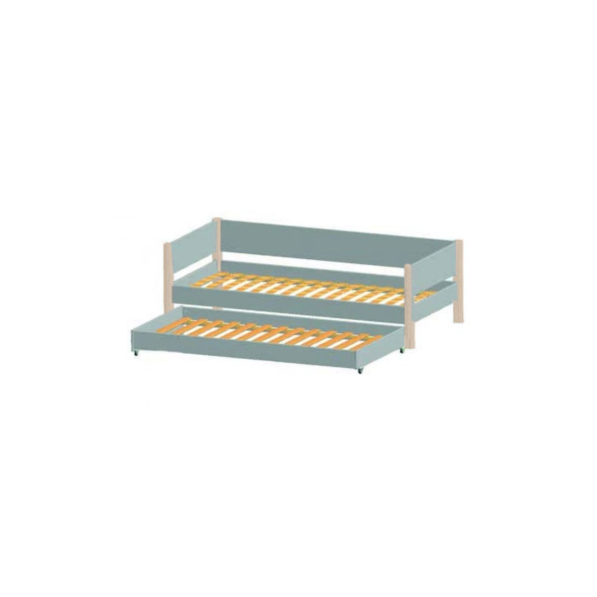 Manis-h Einzelbett LIV 90x200 cm Pfosten Buche incl. Ausziehbett - 22 Farben wählbar ( Farbe Bett: Snow White / -11)