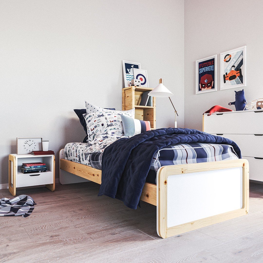 Nature Kid Laslo Bett weiß/natur 90 x 200 cm