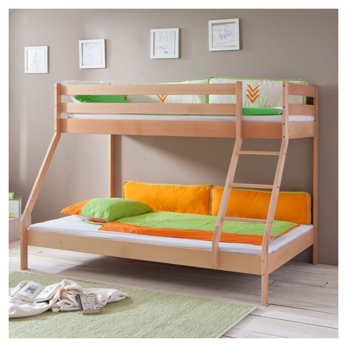 Relita MIKE Etagenbett Buche massiv Natur 90/140 x 200 cm - frachtfrei
