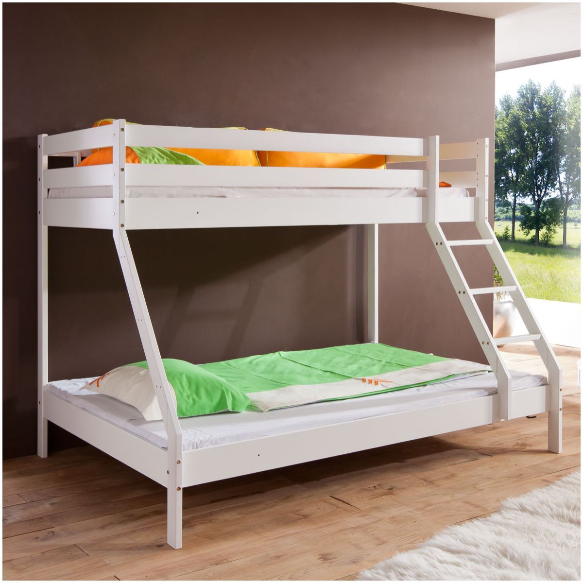 Relita MIKE Etagenbett Buche massiv weiß 90/140 x 200 cm - frachtfrei