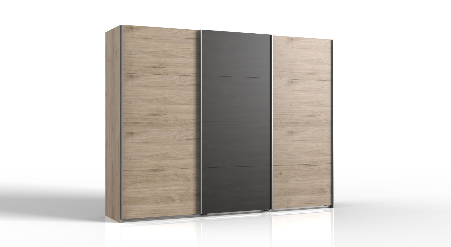 Wimex Minden Schwebetürenschrank 270 cm Hickory-oak-Nachbildung/Raw steel
