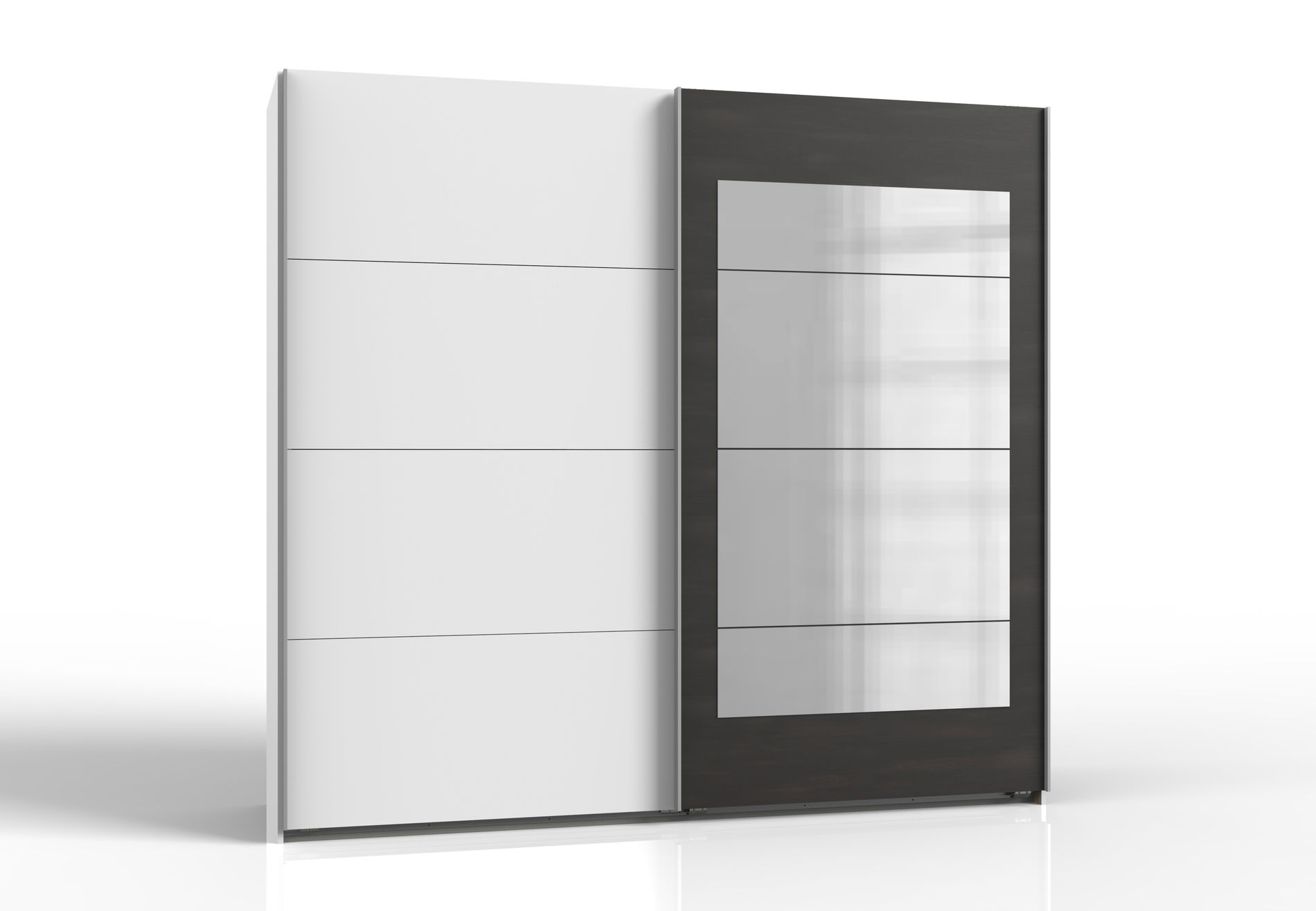 Wimex Minden Schwebetürenschrank 225 cm 4 Spiegelfelder Weiß/Raw steel